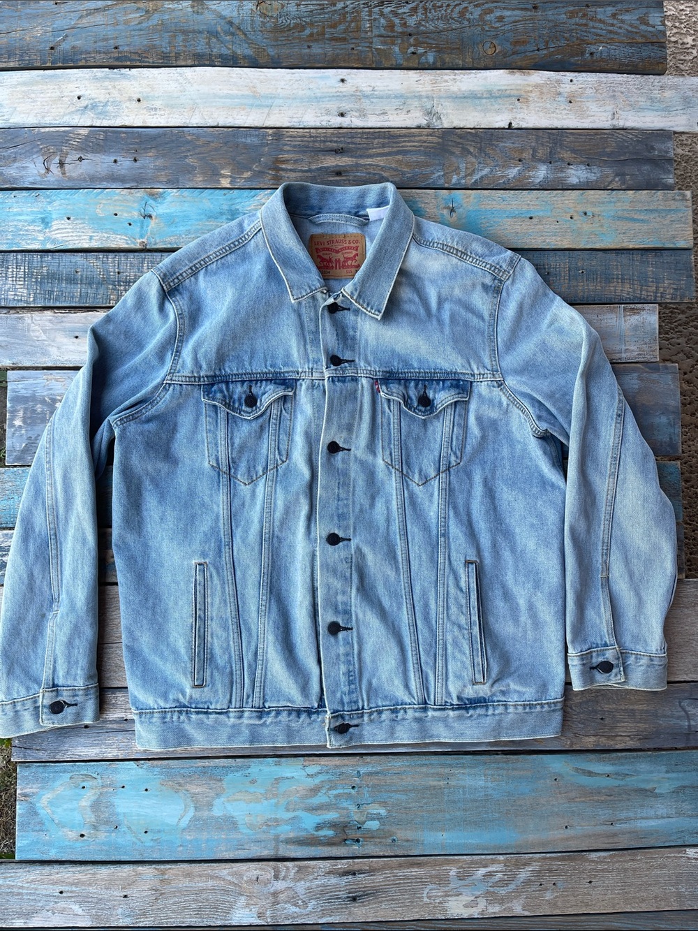 Levi's Trucker Jacket Faded Light Blue Denim Men’s XXL